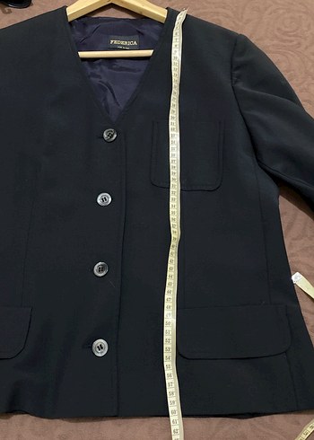 Düğmeli Lacivert Kadın Blazer Ceket - Görsel 5