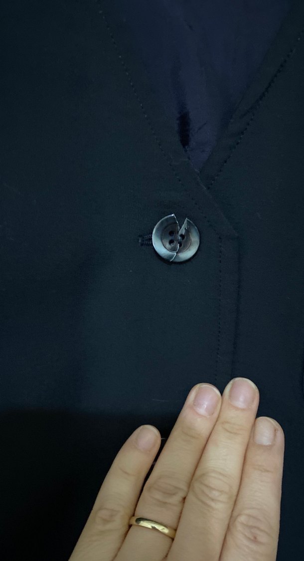 Düğmeli Lacivert Kadın Blazer Ceket - Görsel 3