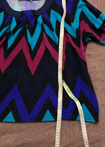 Çok Renkli Uzun Kollu Salaş Triko Kazak - Görsel 4