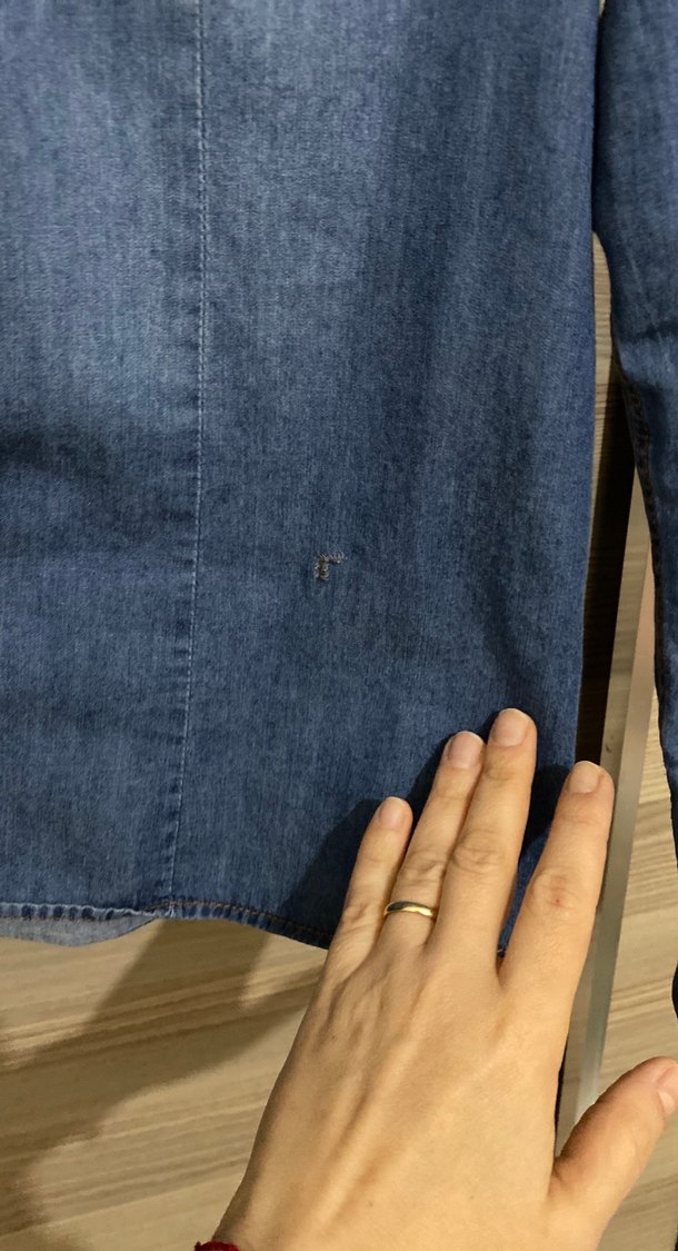 Mavi Düğmeli Denim Kadın Gömlek - Görsel 3