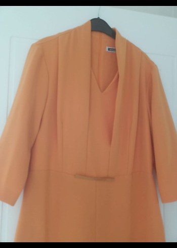 V Yaka Bej Kadın Tulum,Uzun Kollu - Görsel 2