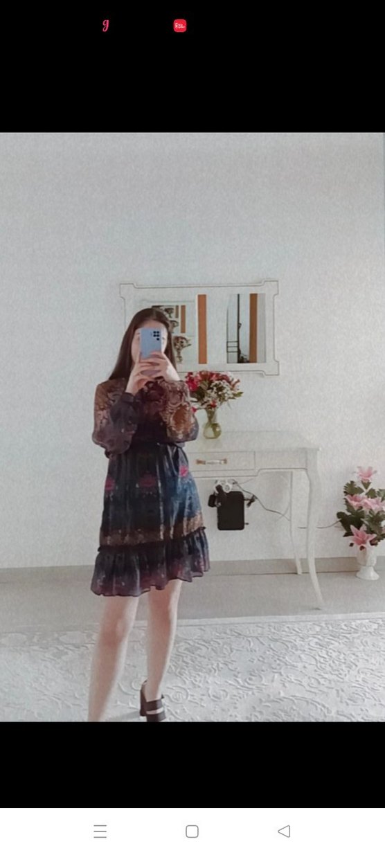 Deniz Butik Bohem Çok Renkli Uzun Kollu Uzun Elbise - Görsel 2