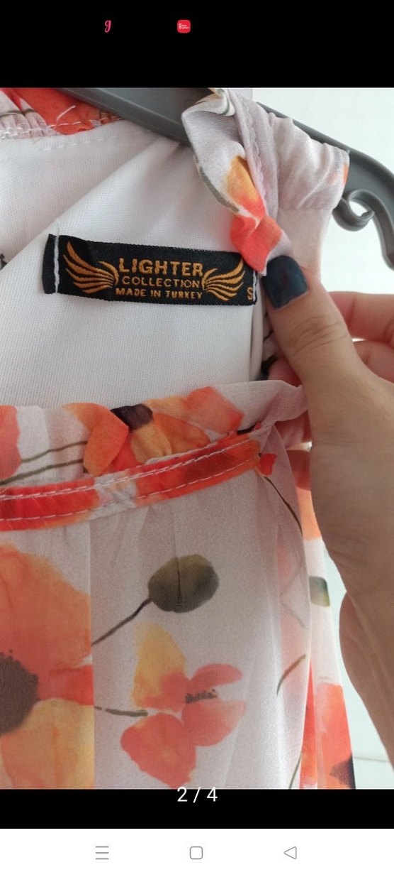 Deniz Butik Çiçek Desenli Turuncu Uzun  Elbise - Görsel 2