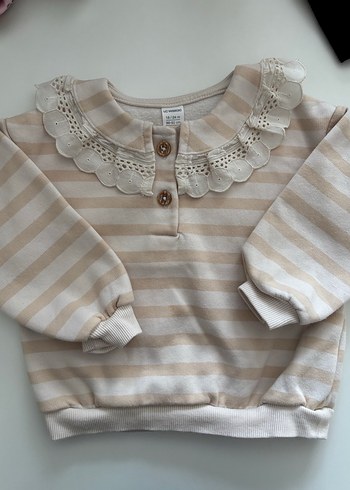 Kız Çocuk Yeşil Çiçekli Triko Sweatshirt - Görsel 2