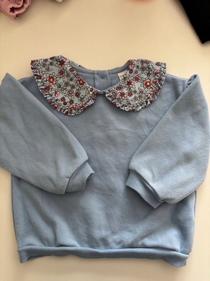 Kız Çocuk Yeşil Çiçekli Triko Sweatshirt - Görsel 3