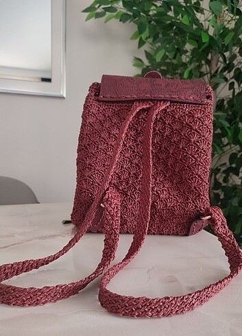 Diğer Bordo kağıt ipten sırt çantası