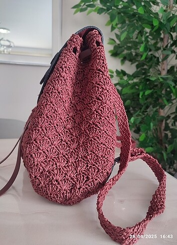 Beden bordo Renk Bordo kağıt ipten sırt çantası