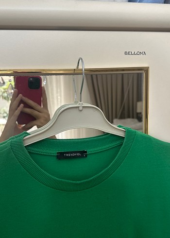 l Beden Uzun Kollu Yeşil Salaş Elbise