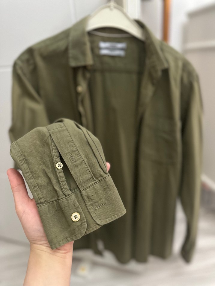 Regular Fit Haki Erkek Keten Gömlek - Görsel 4