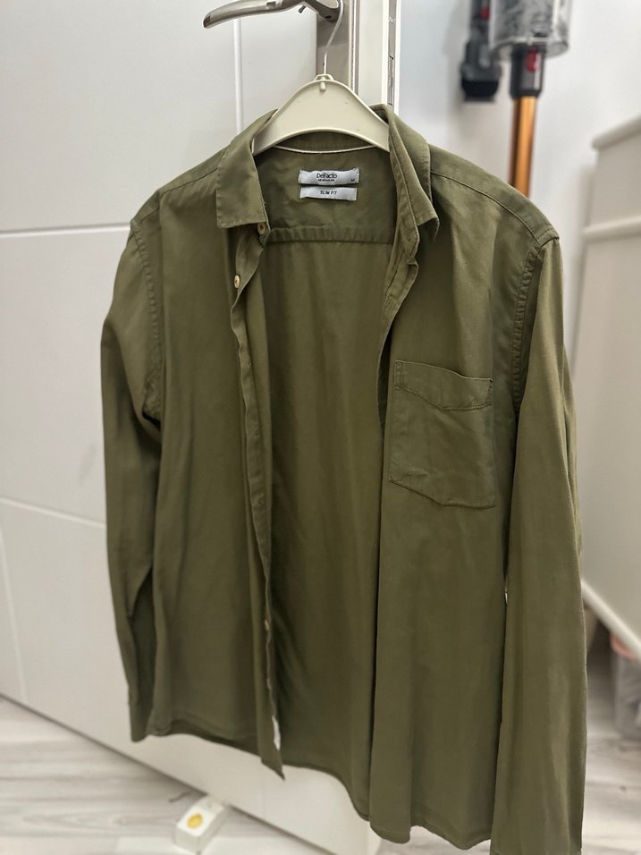 Regular Fit Haki Erkek Keten Gömlek - Görsel 3