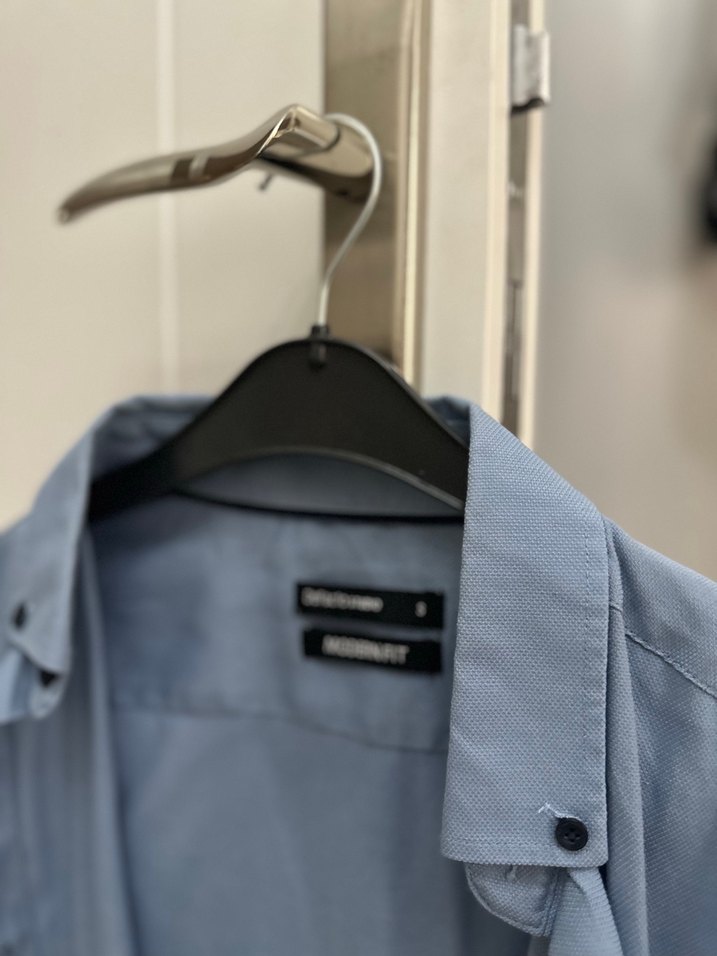 Mavi Düğmeli Uzun Kollu Erkek Gömlek - Görsel 2