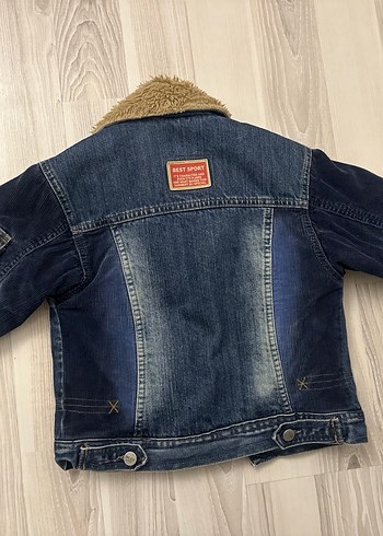 Çocuk Mavi Kürklü Denim Ceket - Görsel 4
