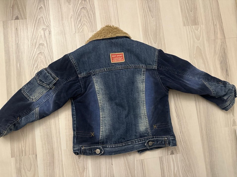 Çocuk Mavi Kürklü Denim Ceket - Görsel 4