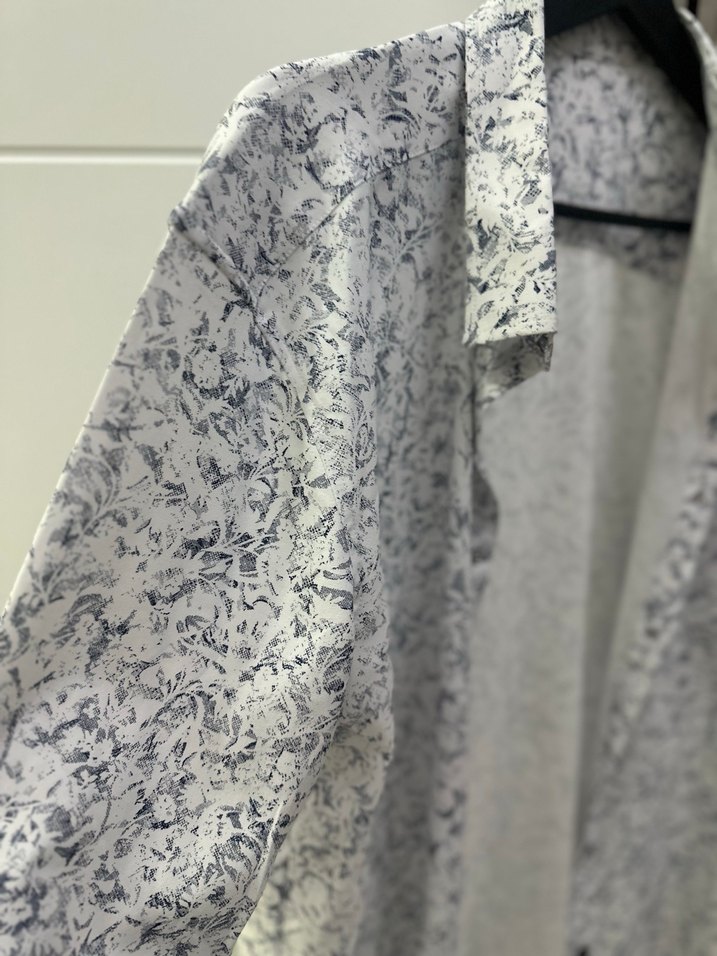 Gri Yılan Desenli Uzun Kollu Erkek Gömlek - Görsel 2