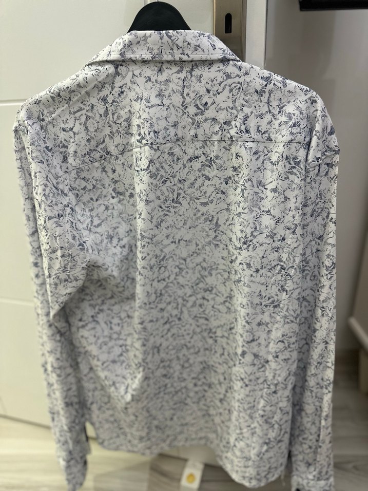 Gri Yılan Desenli Uzun Kollu Erkek Gömlek - Görsel 3