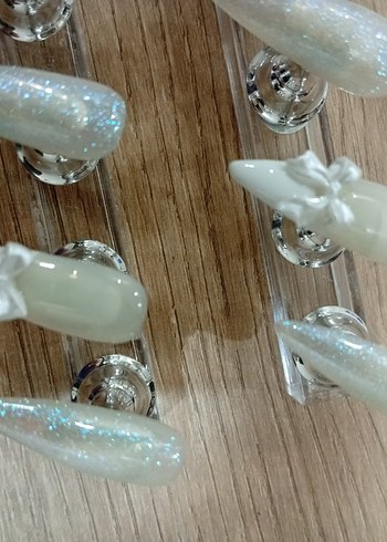 Beyaz Parlak protez Tırnak tak çıkar tekrar kullan - Görsel 2