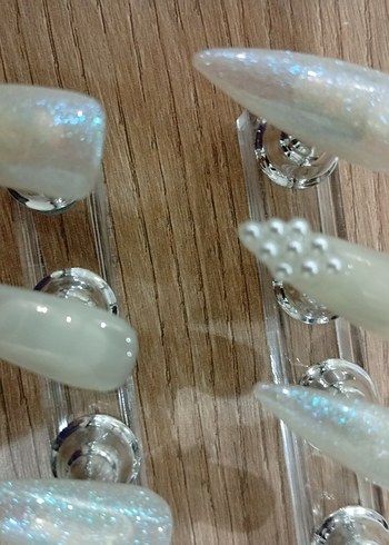 Beyaz Parlak protez Tırnak tak çıkar tekrar kullan - Görsel 3