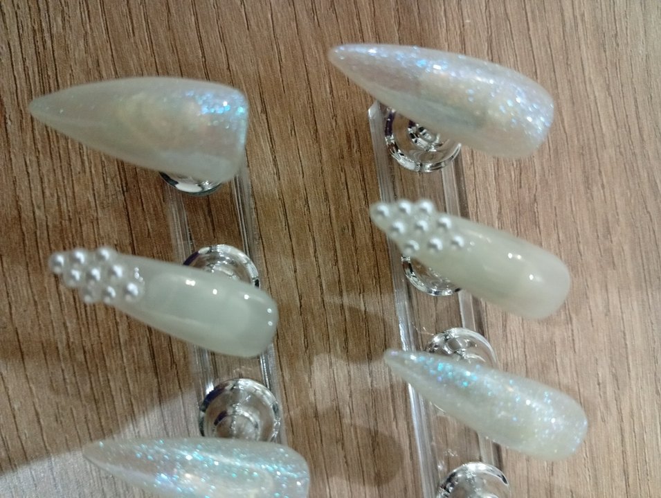 Beyaz Parlak protez Tırnak tak çıkar tekrar kullan - Görsel 3