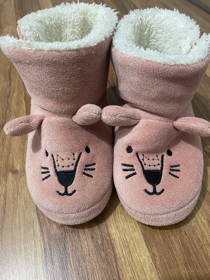 Kız Çocuk Pembe Desenli Sıcak Panduf - Görsel 2