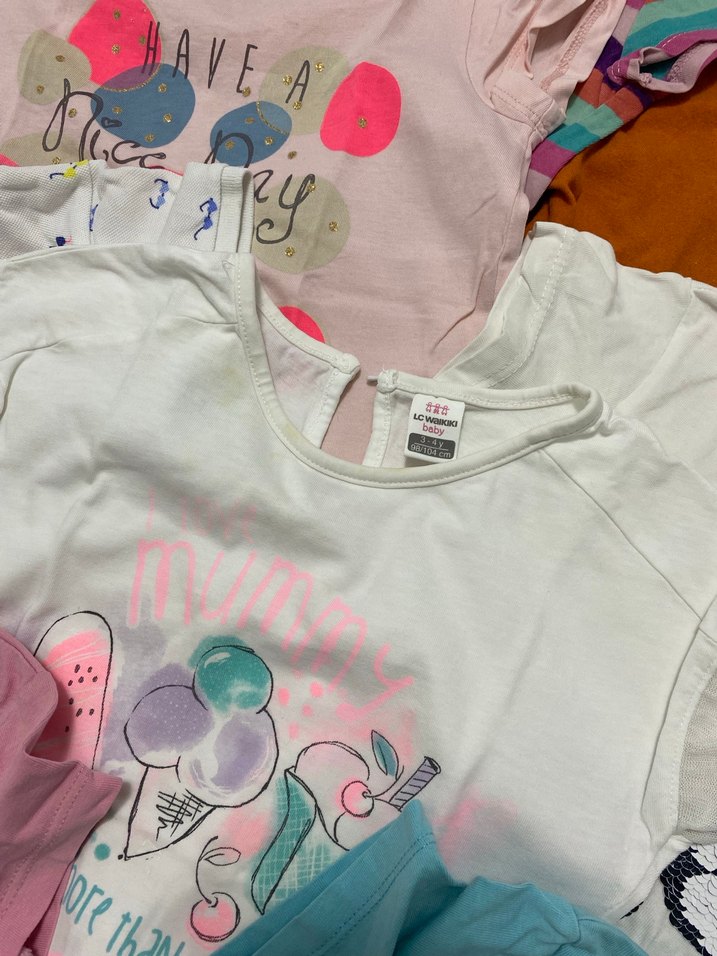 Kız Çocuk Çok Renkli Baskılı Tişörtler - Görsel 5