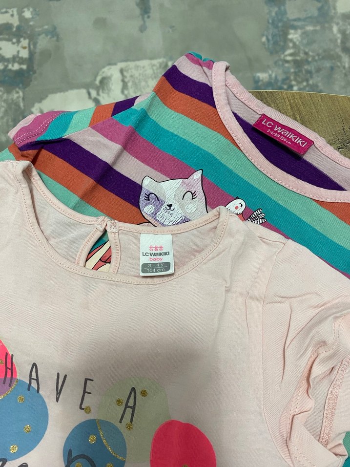 Kız Çocuk Çok Renkli Baskılı Tişörtler - Görsel 3