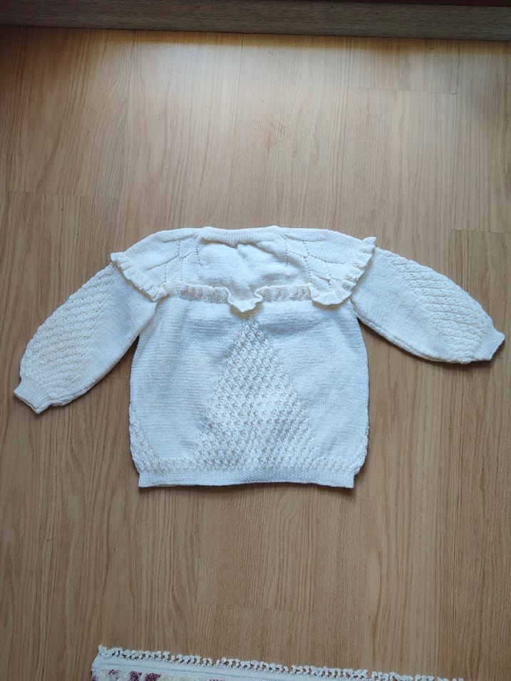 Kız Çocuk Vintage Beyaz Triko Hırka - Görsel 2