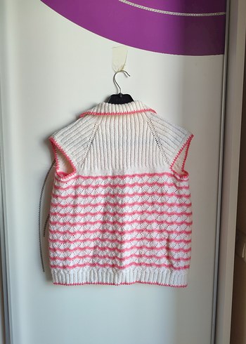 Kız Çocuk Örgü Yelek, Yüksek Yakalı, Salaş - Görsel 2