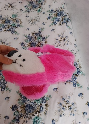 Kızlar için Pembe Peluş Hayvanlı Ev Terliği 23  24 25arasi - Görsel 4