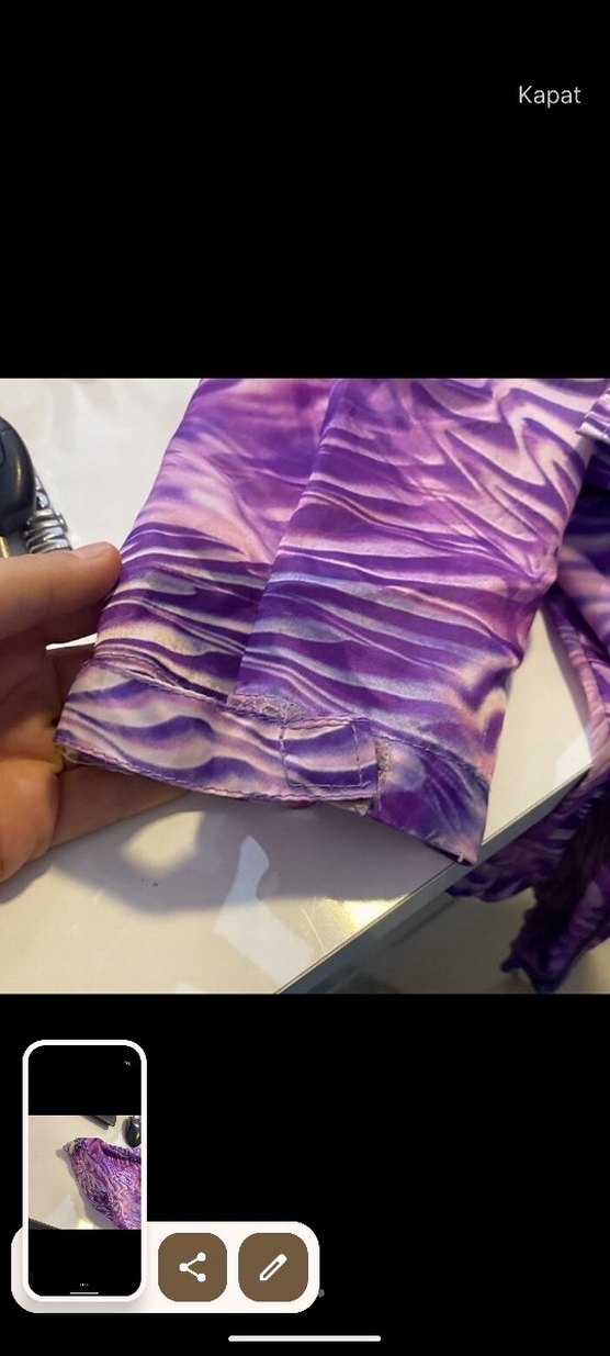 Uzun Bağlama Desenli Mor Kadın hasema - Görsel 3