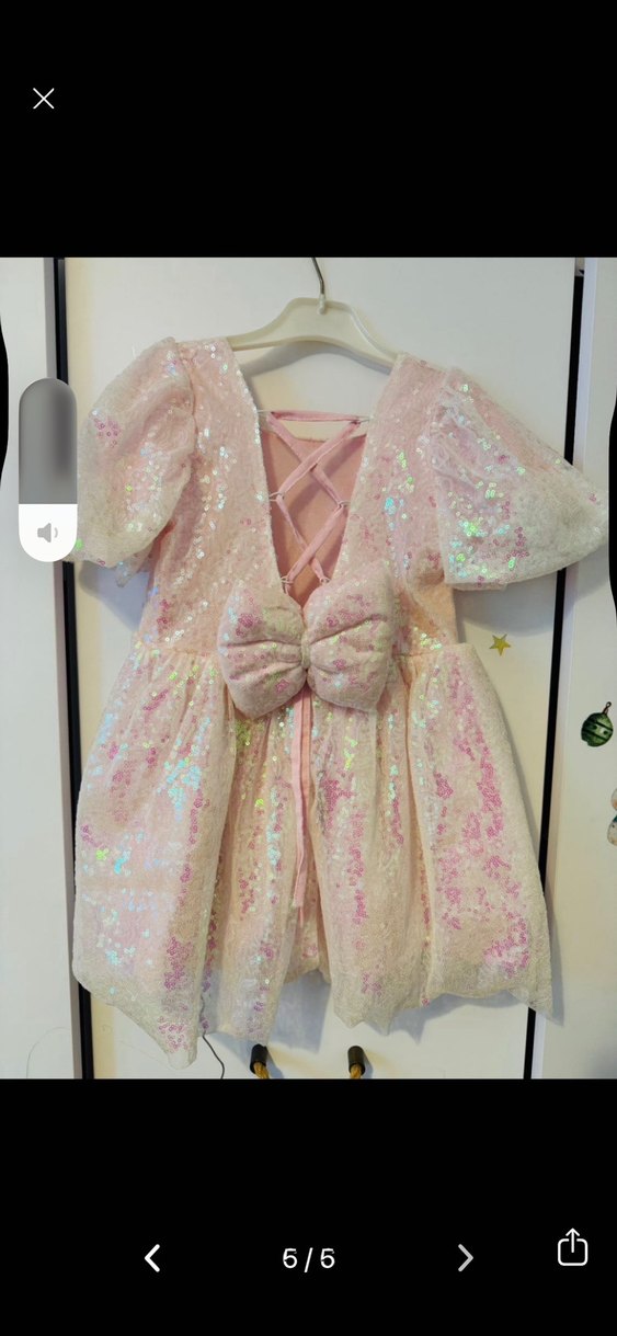 Pembe Simli Kısa Kollu Çocuk Elbisesi - Görsel 3