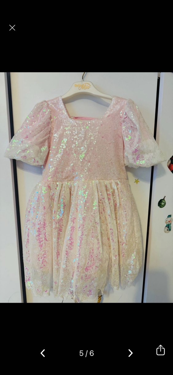 Pembe Simli Kısa Kollu Çocuk Elbisesi - Görsel 4