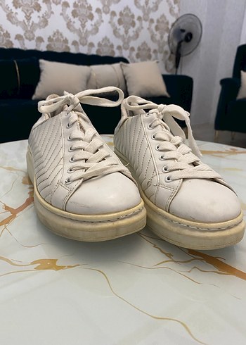 Beyaz Platform Topuklu Kadın Spor Ayakkabı - Görsel 3