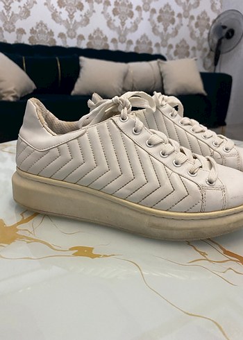 Beyaz Platform Topuklu Kadın Spor Ayakkabı - Görsel 2