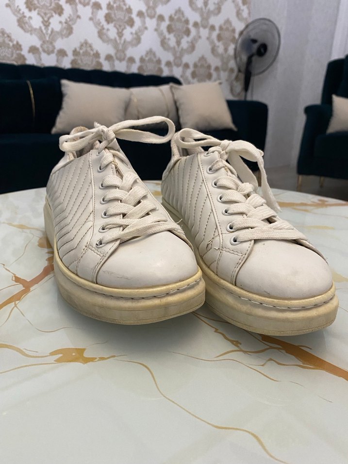 Beyaz Platform Topuklu Kadın Spor Ayakkabı - Görsel 3