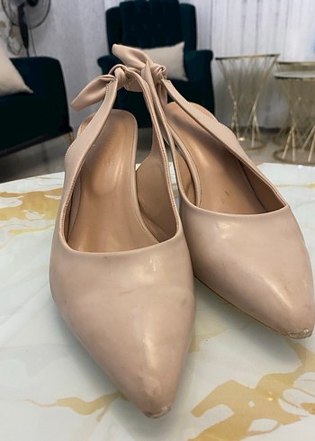 Bej Tokalı Stiletto Kadın Ofis Ayakkabısı - Görsel 3