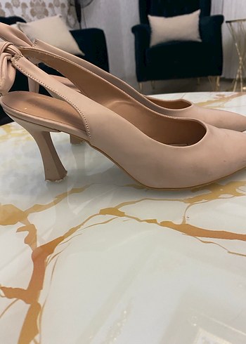 Bej Tokalı Stiletto Kadın Ofis Ayakkabısı - Görsel 2