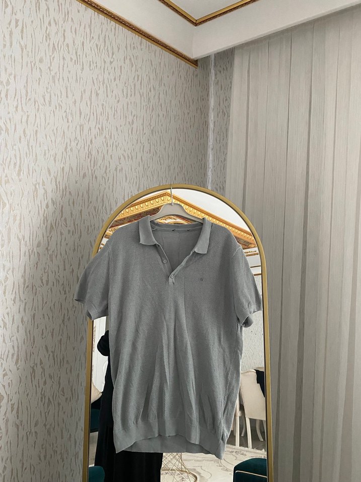 Gri Düğmeli Erkek Polo Tişört - Görsel 2