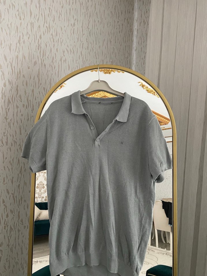 Gri Düğmeli Erkek Polo Tişört - Görsel 3