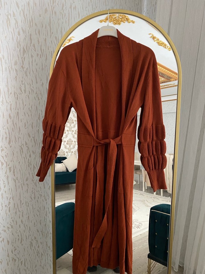 Kiremit rengi kışlık hırka - Görsel 2