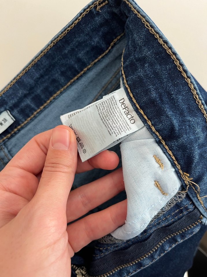 Dar Kesim Koyu Mavi Mini Denim Şort - Görsel 5