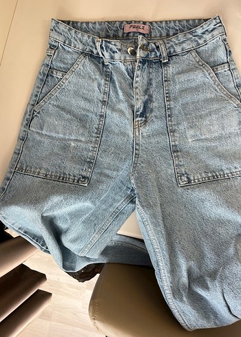 Kadın Mavi Bol Kesim Denim Pantolon - Görsel 4