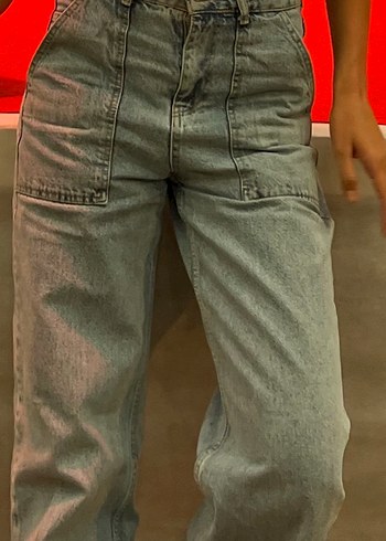 Kadın Mavi Bol Kesim Denim Pantolon - Görsel 2