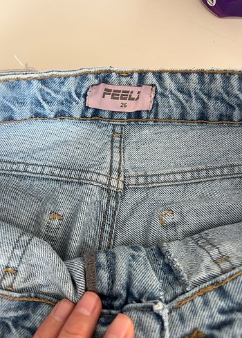 Kadın Mavi Bol Kesim Denim Pantolon - Görsel 6