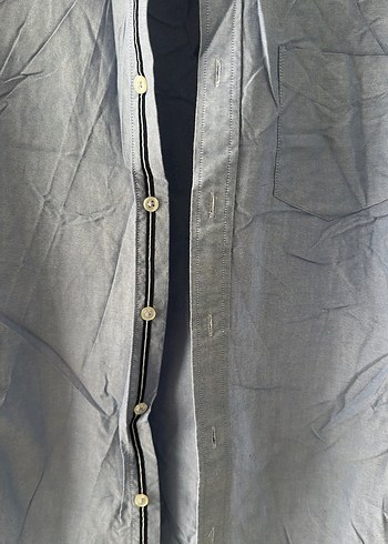 Lacoste Mavi Keten Erkek Gömlek, Uzun Kollu, Rahat Kesim