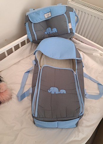 Fil Desenli Gri Bebek Çantası Seti - Görsel 2