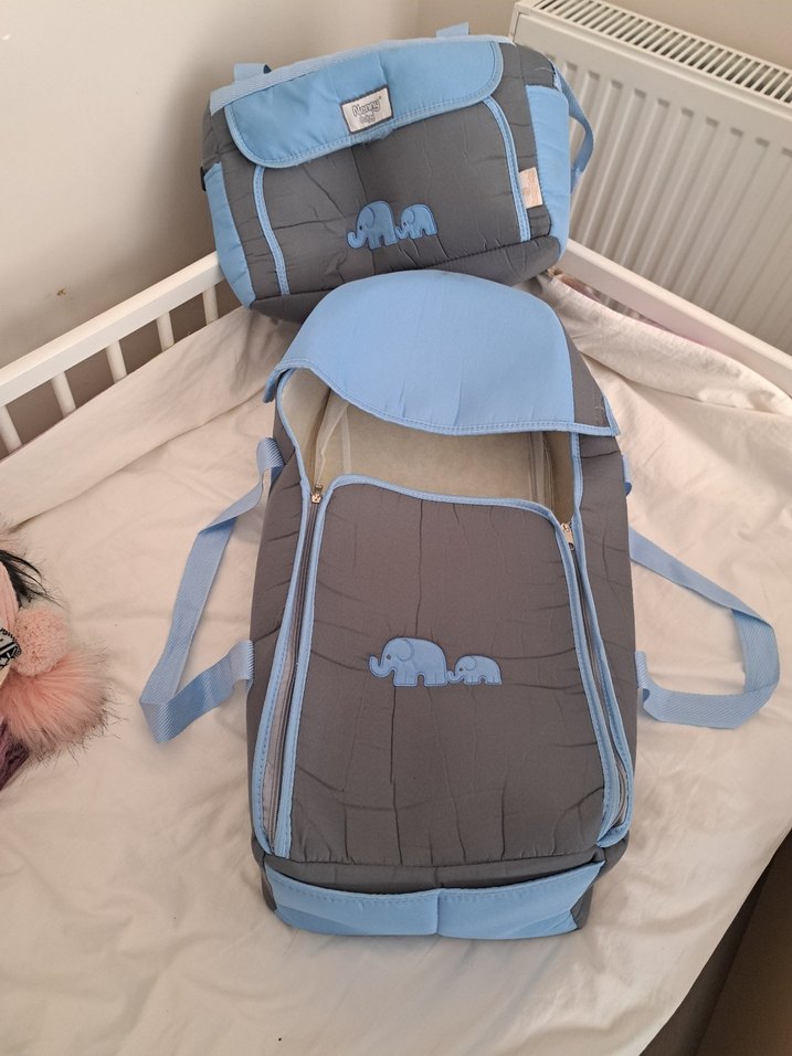 Fil Desenli Gri Bebek Çantası Seti - Görsel 2