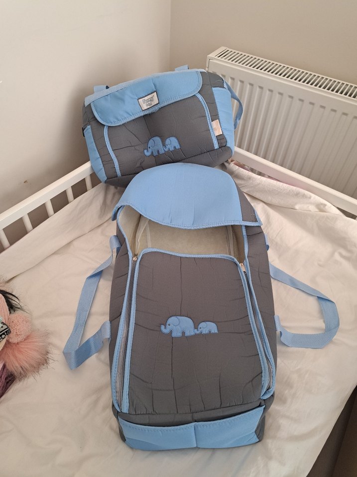 Fil Desenli Gri Bebek Çantası Seti - Görsel 3