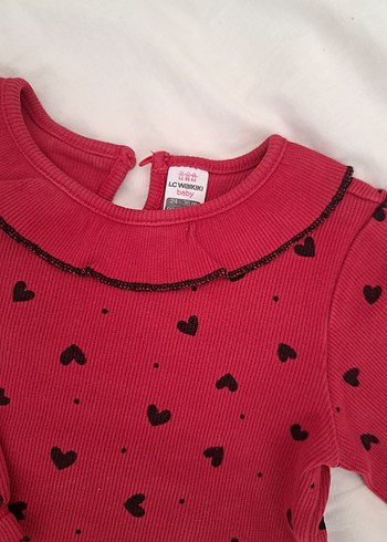 Kız Bebek Kırmızı Uzun Kollu Örme Takım - Görsel 2