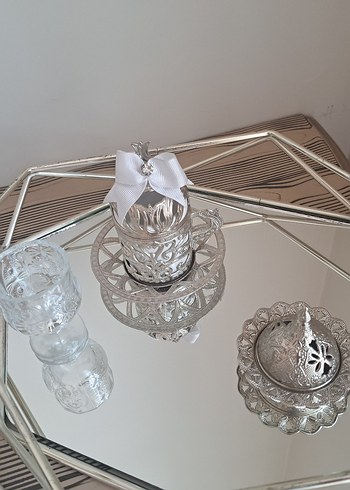 Gold Renkli Aynalı Dekoratif Tepsi Seti - Görsel 3