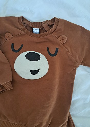Kahverengi Bebek Erkek Takım Ayıcık Desenli - Görsel 2